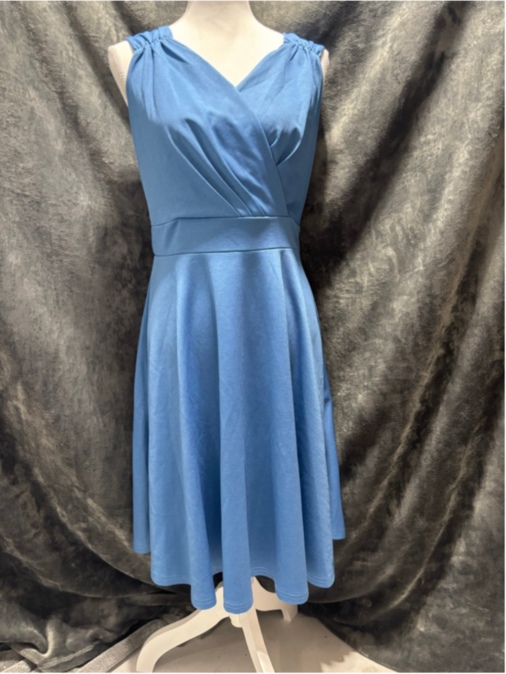 Grace Karin Blue Sleeveless Fit & Flare V-Neck Dress Size Large NWT